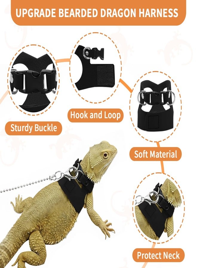 VOXGET 3 Pack Bearded Dragon Leash and Harness Set for Small Animals, 6.5FT Leash with 3 Sizes Adjustable Harness for Lizard Walking Adventure, Soft Vest Clothes for Squirrel Reptile Lovers -Black - Image 2